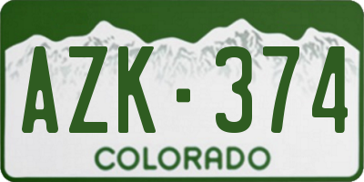 CO license plate AZK374