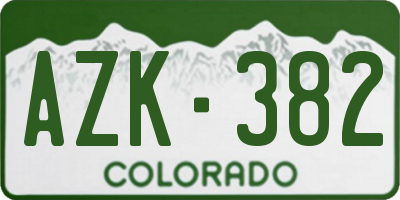 CO license plate AZK382