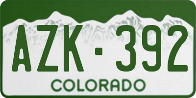 CO license plate AZK392