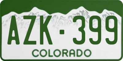 CO license plate AZK399