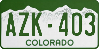 CO license plate AZK403