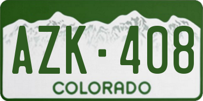 CO license plate AZK408
