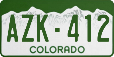 CO license plate AZK412