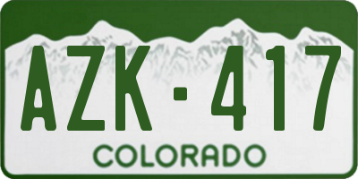 CO license plate AZK417