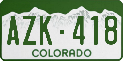 CO license plate AZK418