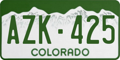 CO license plate AZK425
