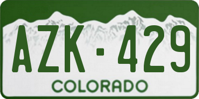CO license plate AZK429