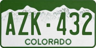 CO license plate AZK432