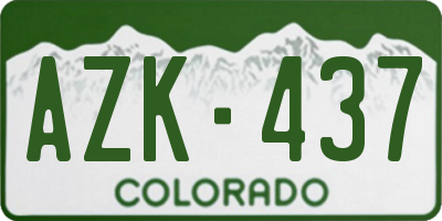 CO license plate AZK437