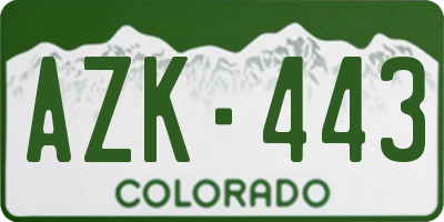 CO license plate AZK443