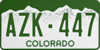 CO license plate AZK447