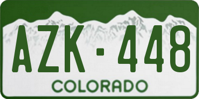 CO license plate AZK448