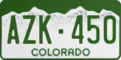 CO license plate AZK450