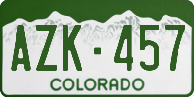 CO license plate AZK457