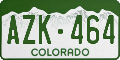 CO license plate AZK464