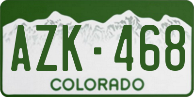 CO license plate AZK468