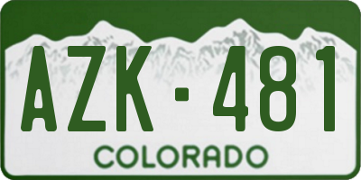 CO license plate AZK481
