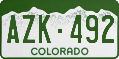 CO license plate AZK492