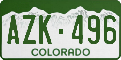 CO license plate AZK496