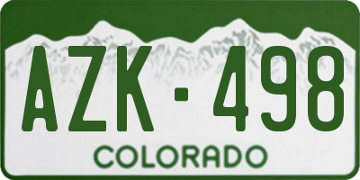 CO license plate AZK498