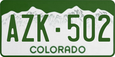 CO license plate AZK502