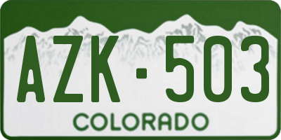 CO license plate AZK503