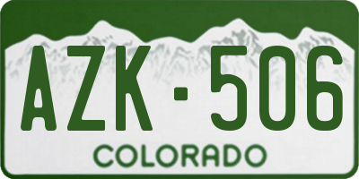 CO license plate AZK506