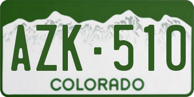 CO license plate AZK510