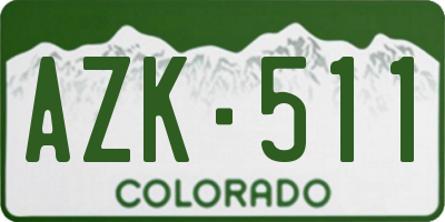 CO license plate AZK511