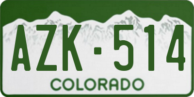 CO license plate AZK514