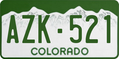 CO license plate AZK521