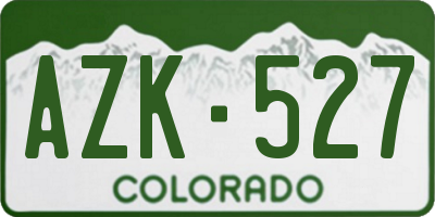 CO license plate AZK527