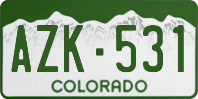 CO license plate AZK531