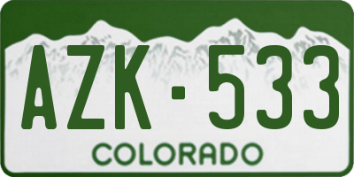 CO license plate AZK533
