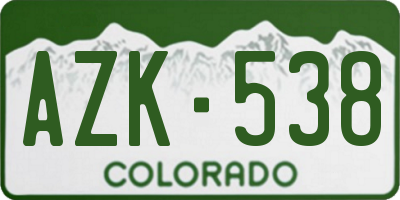 CO license plate AZK538