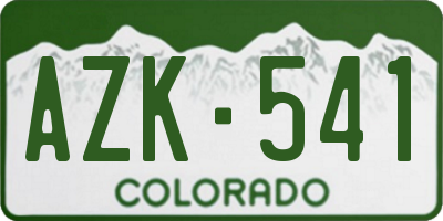 CO license plate AZK541