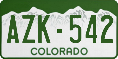 CO license plate AZK542