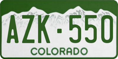 CO license plate AZK550
