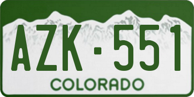 CO license plate AZK551