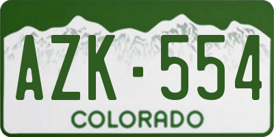 CO license plate AZK554