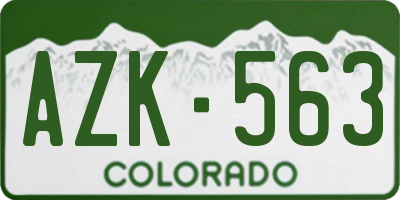 CO license plate AZK563