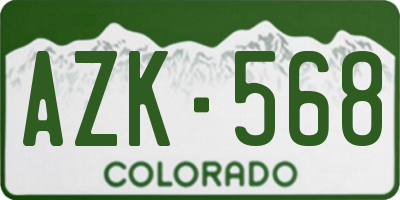 CO license plate AZK568