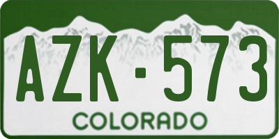 CO license plate AZK573