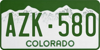 CO license plate AZK580