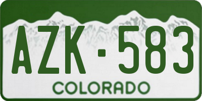 CO license plate AZK583