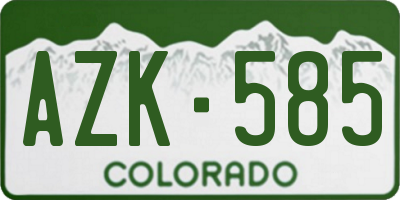 CO license plate AZK585