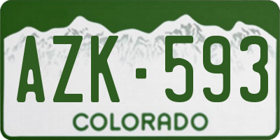 CO license plate AZK593