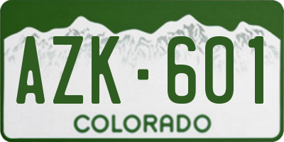 CO license plate AZK601
