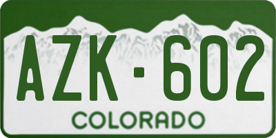 CO license plate AZK602