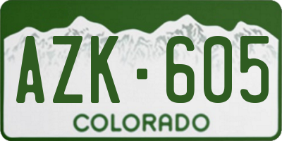 CO license plate AZK605